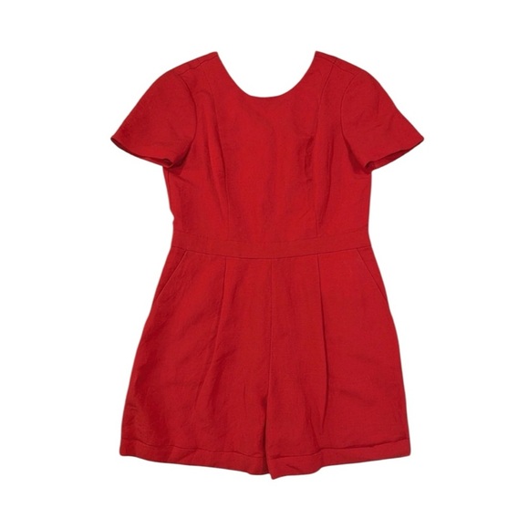 NWT Banana Republic Short Sleeve Red Linen Blend Romper Size 12 - Picture 1 of 7